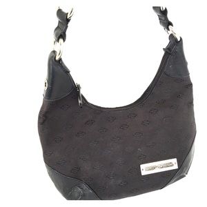Harley-Davidson Black Canvas and Leather Hobo Bag